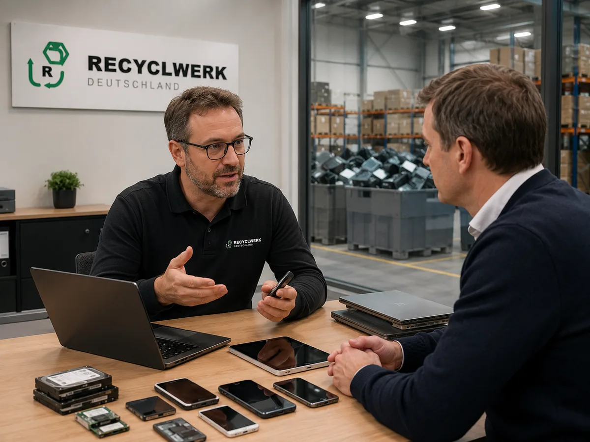 B2B-Beratungsgespräch zu IT-Asset-Bewertung und IT Lifecycle Management — Recyclewerk ITAD
