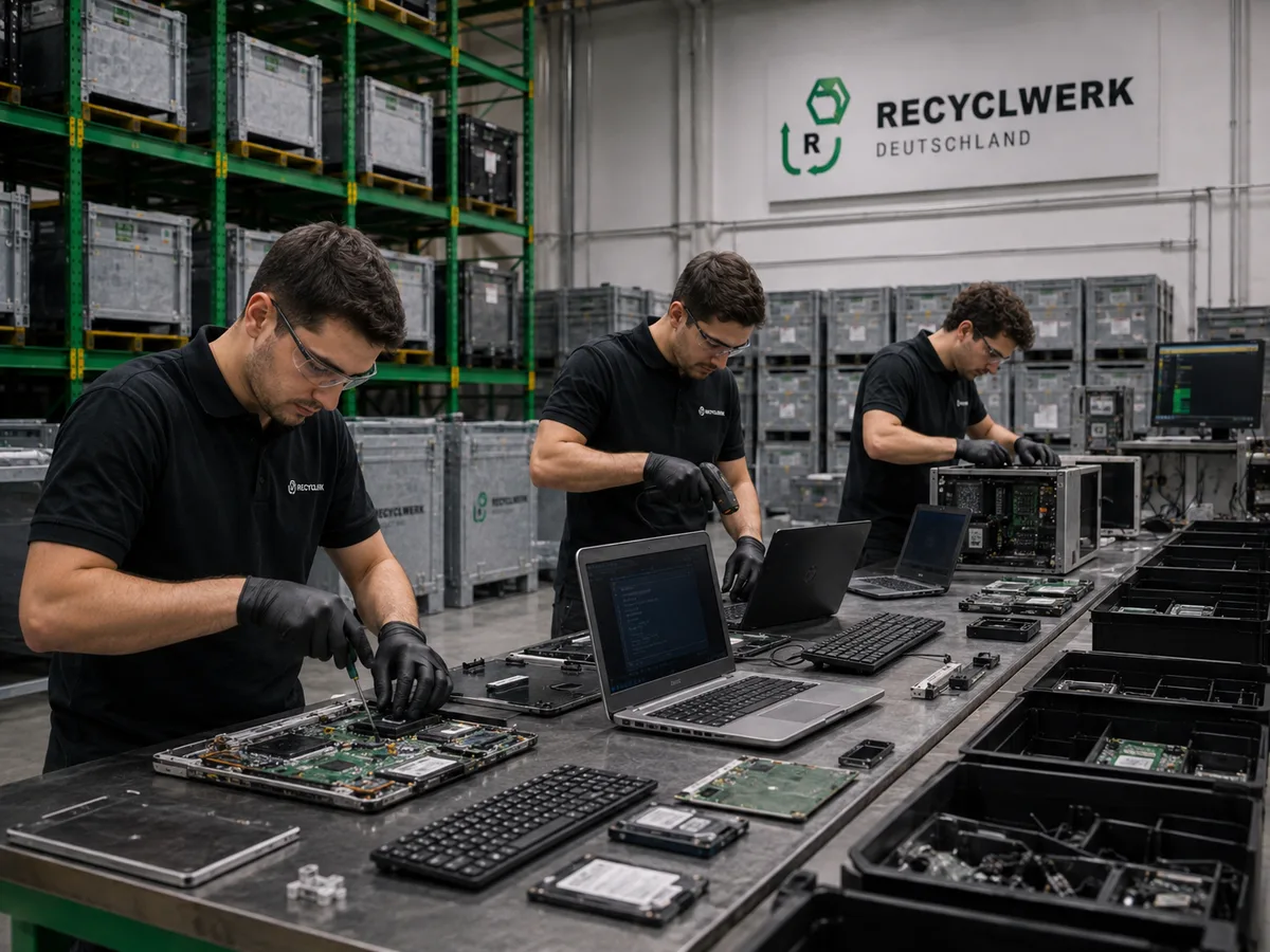 Recycling-Linie für Laptops und IT-Hardware bei Recyclewerk